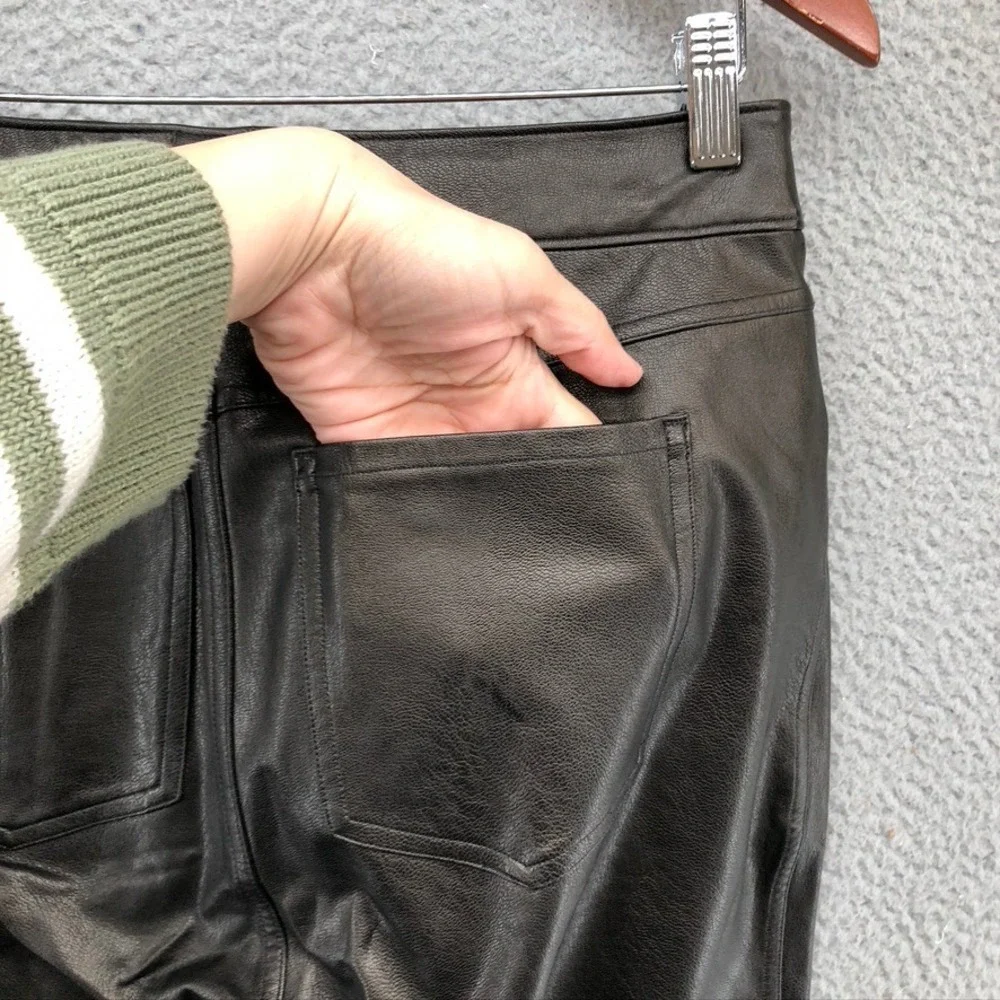 Spanx Faux‎ Leather Leggings Women Large Black High Rise Skinny Pull On Pants